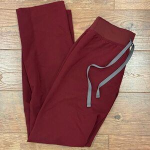 Burgundy High Waisted Livingston Scrub Pants